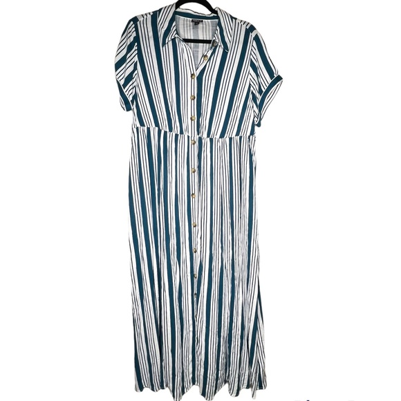 Torrid Maxi Rayon Slub Button Front Godet A-line Dress Size 0 (L) - Picture 2 of 8